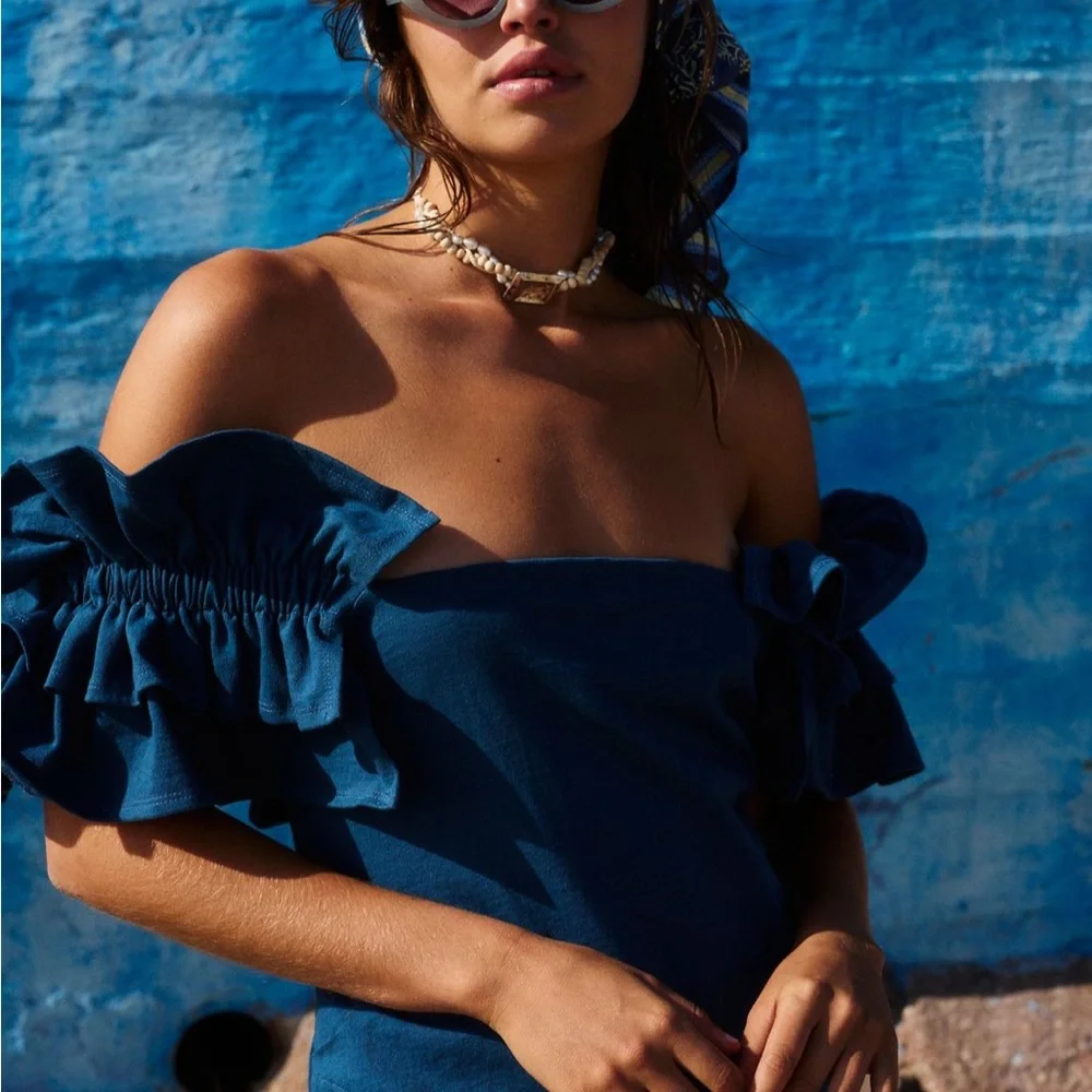 Free people Josie mini dress Blue SOLD OUT size small $78 - Picture 2 of 4